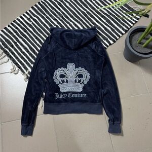 Juicy Couture Dark Blue Vintage Velour Zip-Up Jacket